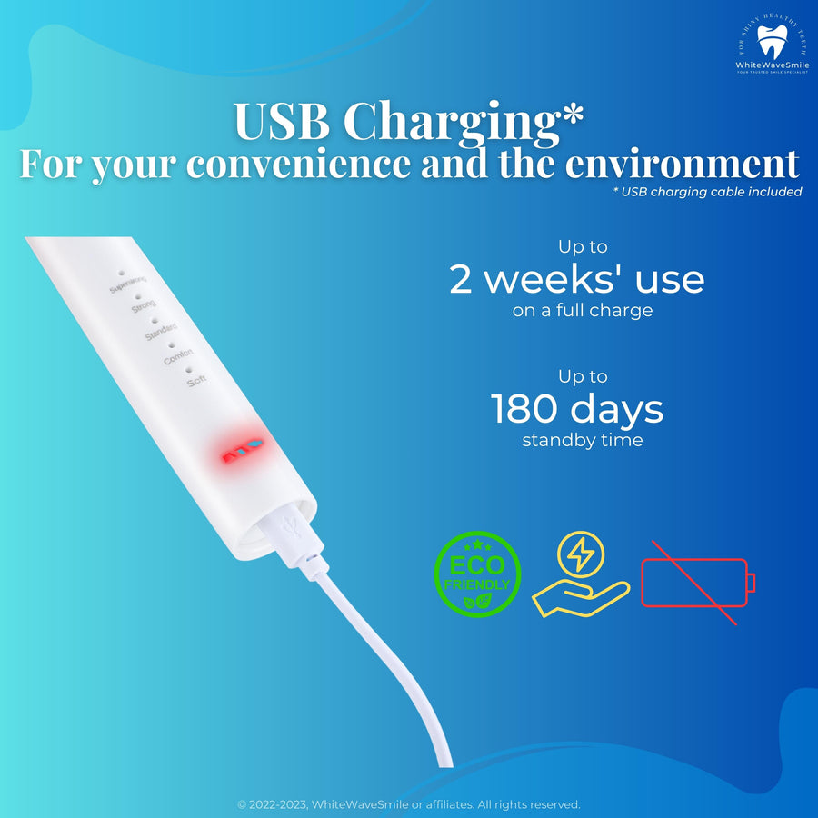 Best home electric dental scaler includes rechargeable USB battery. Long lasting. Remove tartar at home easily with Oral Refresh from WhiteWaveSmile.