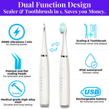 Best electric dental scaler benefits - 31000 vibrations per minute. Pointed and flat scaling heads. Made from medical grade steel alloy. Includes toothbrush function that removes tartar and plaque. IPX6 waterproof. USB rechargeable. Oral Refresh from WhiteWaveSmile.