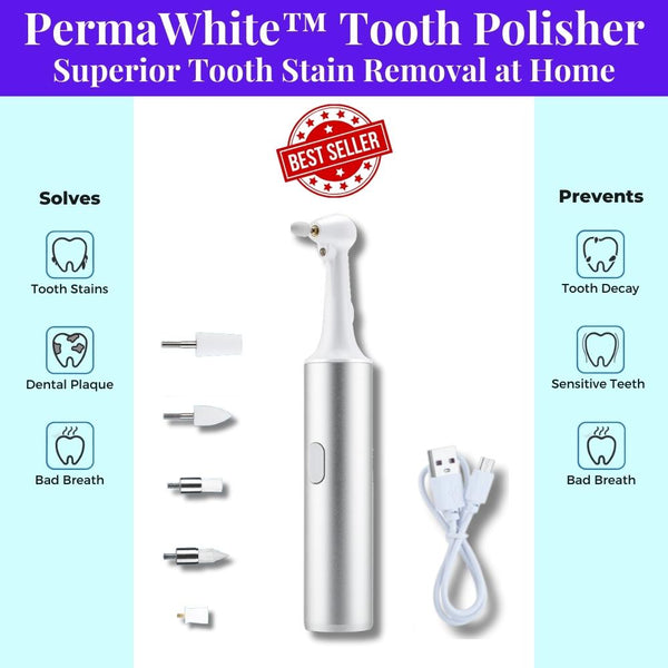 Best electric tooth polisher for home. Safe and effective. Removes tooth stains, dental plaque, bad breath. Prevents and protects tooth decay, sensitive teeth. Whitens and brightens teeth. PermaWhite superior home electric tooth polisher from WhiteWaveSmile