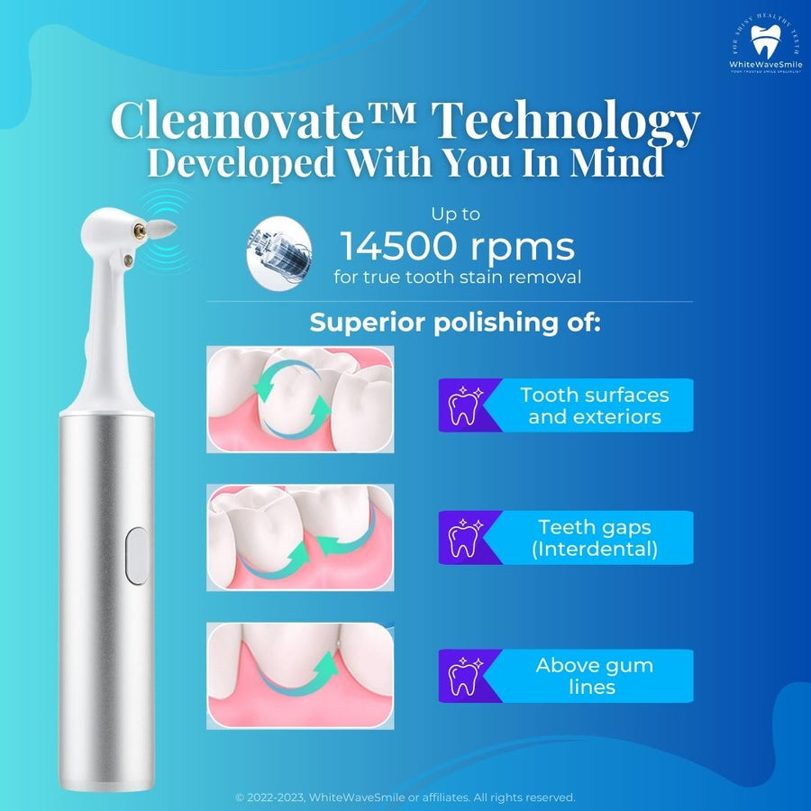 Best electric tooth polisher has 14500 advanced magnetic motor for fast and safe tooth stains erasure. PermaWhite from WhiteWaveSmile